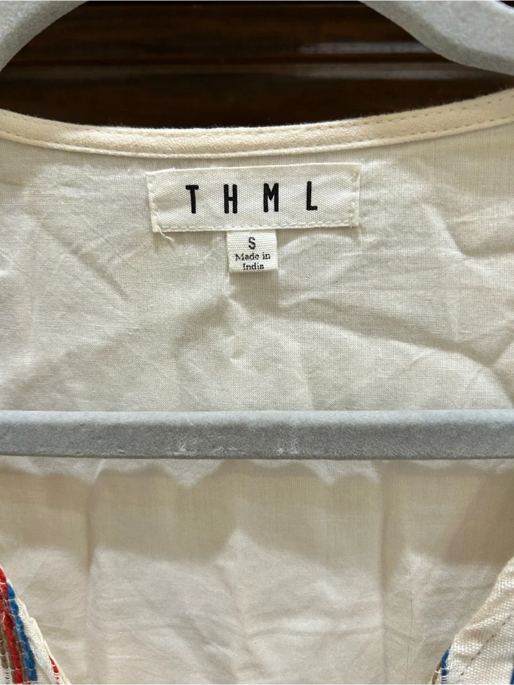 THML Cream Top with Subtle Multicolor Trim EUC